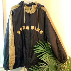 Men’s CCM Pittsburgh Penguins Black and Gold NHL Hockey Zip-up Hooded Jacket L